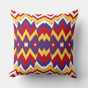 A vibrant colourful classic zigzag pattern design throw pillow