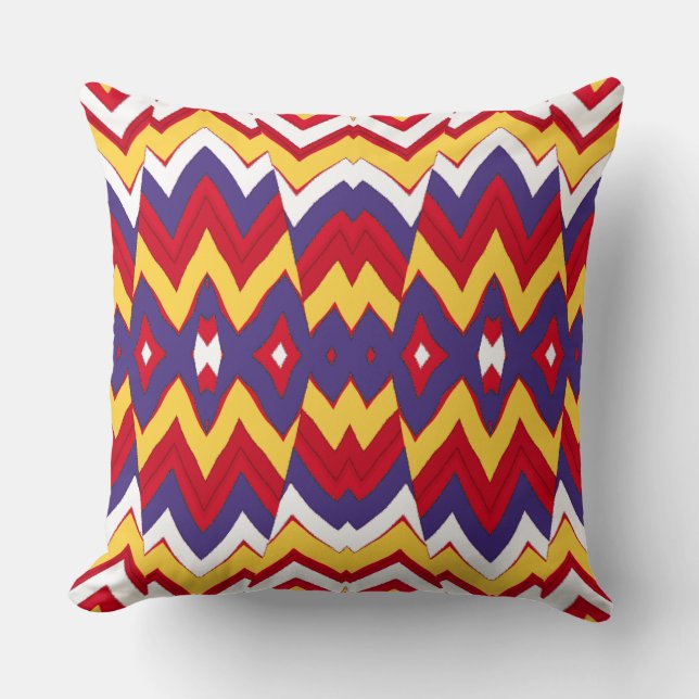 A vibrant colourful classic zigzag pattern design  throw pillow (Front)