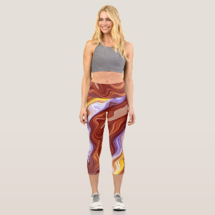 A vibrant colourful fabric groovy pattern  cap cap capri leggings