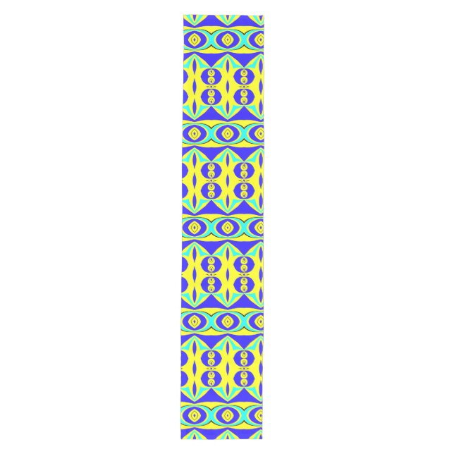 A vibrant colourful fabric print pattern design medium table runner (Front)