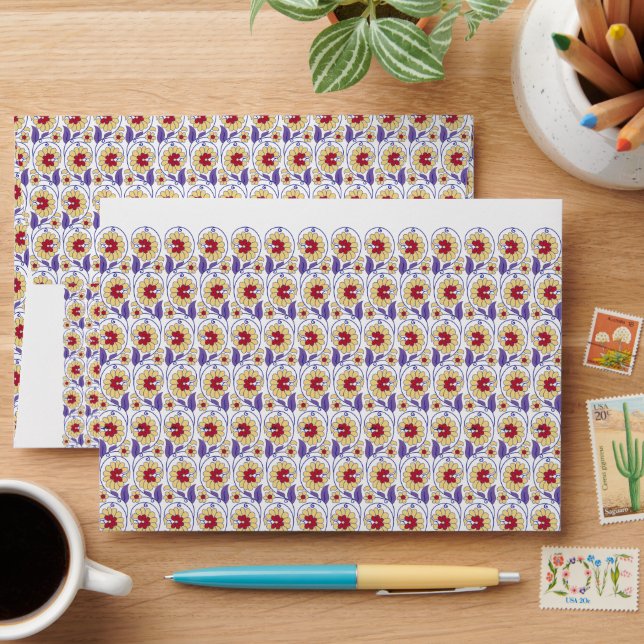 A vibrant design featuring yellow and orange creat envelope (Desk)