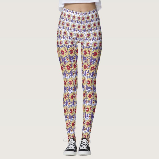 A vibrant design featuring yellow and orange creat leggings (Front)