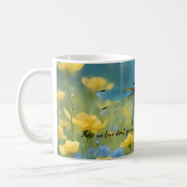 A Vibrant Dragonfly featuring a blue dragonfly Mug (Left)