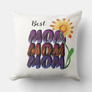 "A vibrant floral script for Mother's Day." Throw Pillow