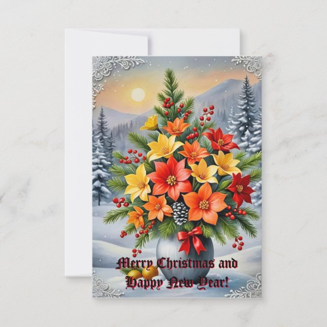 A vibrant flowers arrangement  invitation (Front)