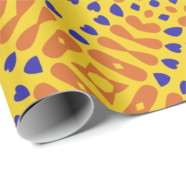 A vibrant geometric pattern with repeating orange  wrapping paper (Roll Corner)