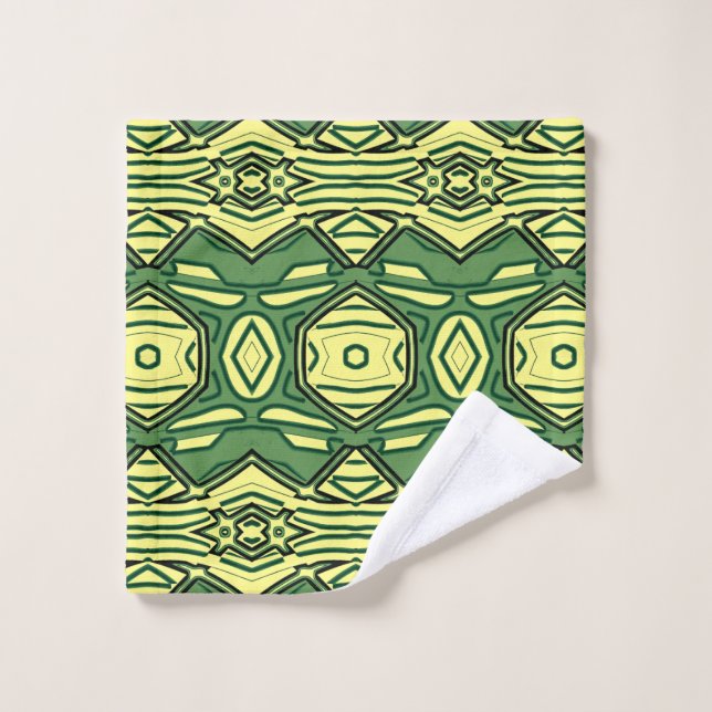 A vibrant green yellow fabric pattern design  bath towel set (Wash Cloth)