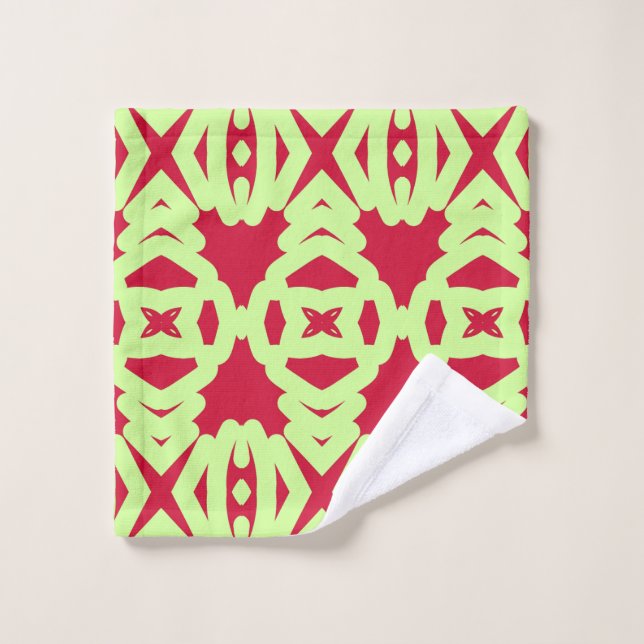 A vibrant lemon & red  fabric print pattern  bath towel set (Wash Cloth)