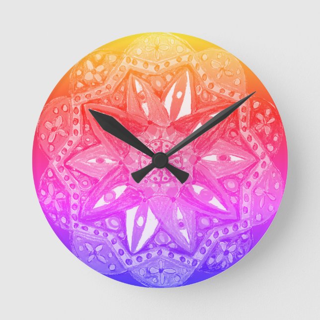 A vibrant mandala  round clock (Front)