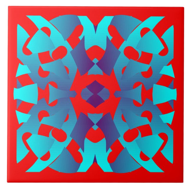 A vibrant multicolor classic pattern  ceramic tile (Front)