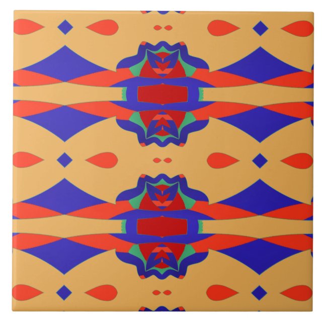 A vibrant multicolor classic pattern  ceramic tile (Front)