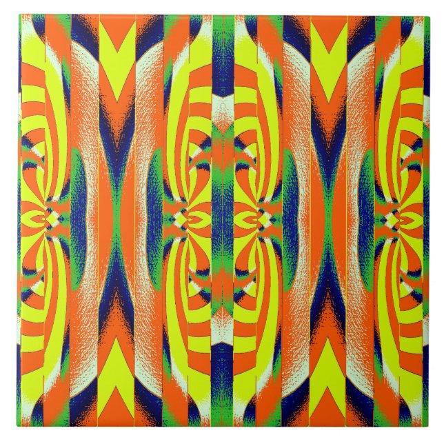 A vibrant multicolor classic pattern  ceramic tile (Front)