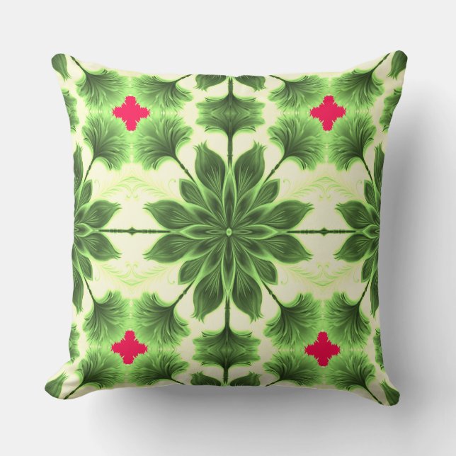 A vibrant multicolor fabric pattern design  throw pillow (Front)