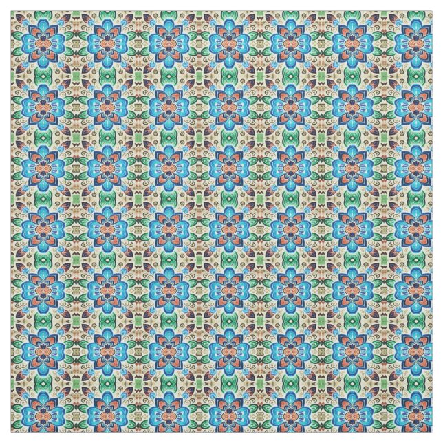 A vibrant multicolor floral fabric pattern design  (Swatch)
