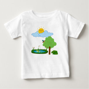 A Vibrant Nature Scene with Pond Life and Sunshin Baby T-Shirt