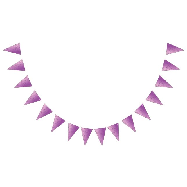 A vibrant purple fabric design featuring intricate bunting flags (All)