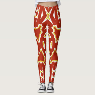 A vibrant red colour "Ratti_Creative_Arts"  Leggin Leggings