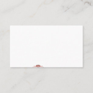 A vibrant red graphic features a creative floral d business card