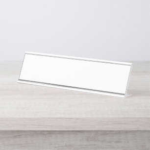 A vibrant red graphic features a creative floral d desk name plate