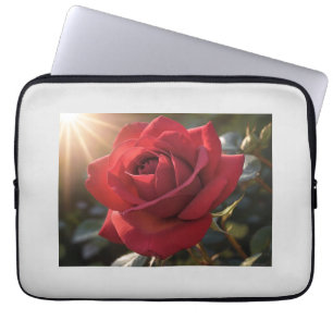 A vibrant red rose symbolizing love  laptop sleeve