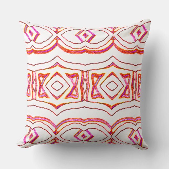 A vibrant red white classic fabric pattern design  throw pillow (Front)