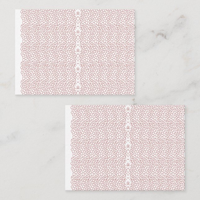 A vibrant rug featuring an intricate geometric mot appointment card (Front/Back)