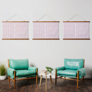 A vibrant rug featuring an intricate geometric mot hanging tapestry