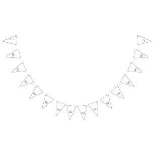 A vibrant, symmetrical floral design featuring int bunting flags