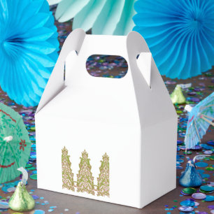 A vibrant, symmetrical floral design featuring int favor box