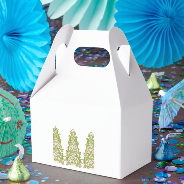 A vibrant, symmetrical floral design featuring int favor box (Party)