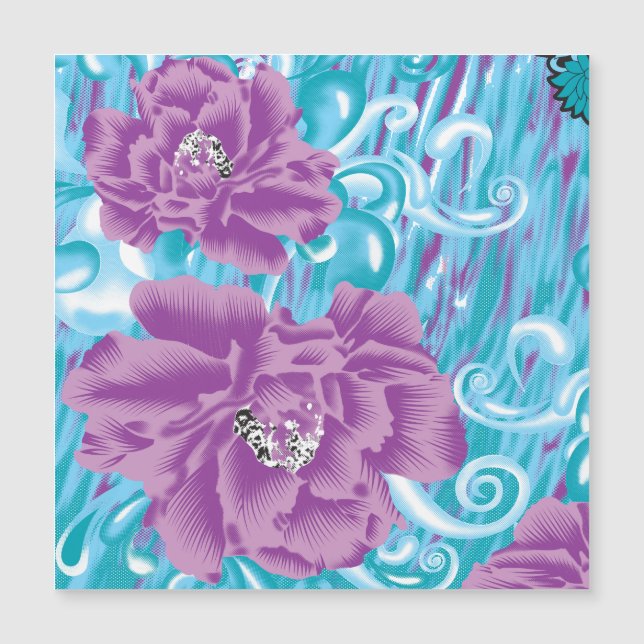 A vibrant textile design featuring purple and turq (Front)