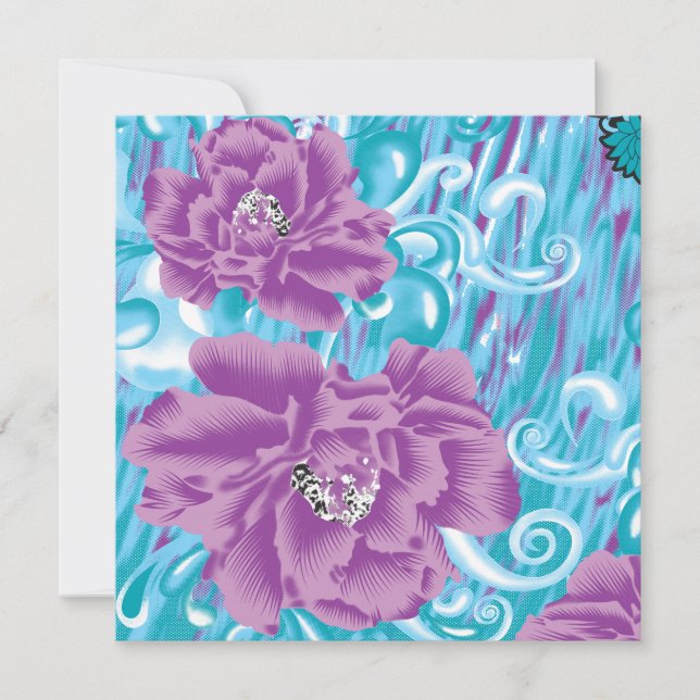 A vibrant textile design featuring purple and turq (Front)