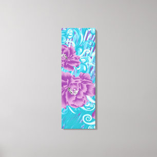 A vibrant textile design featuring purple and turq canvas print