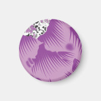 A vibrant textile design featuring purple and turq