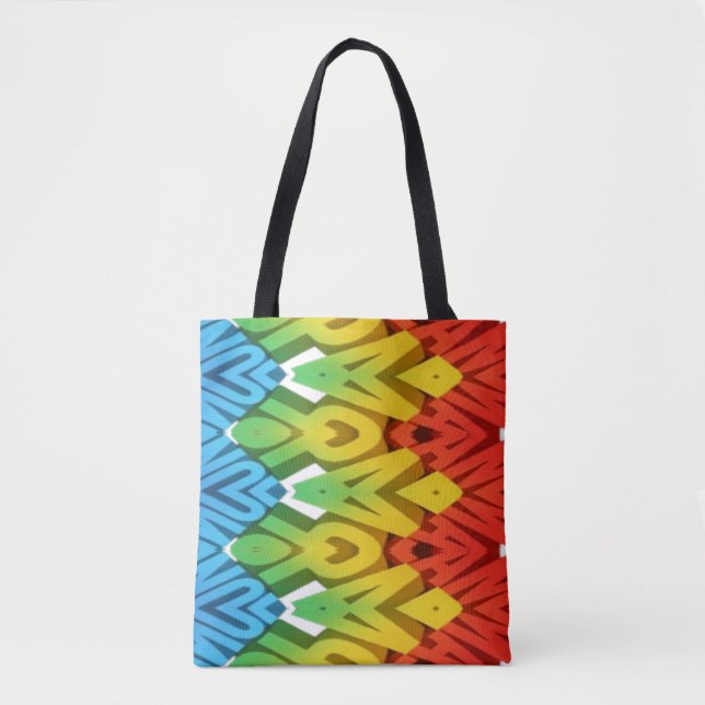 A vibrant trendy colourful classic zigzag pattern  tote bag (Front)