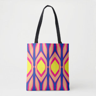 A vibrant trendy multiple colour design tote bag