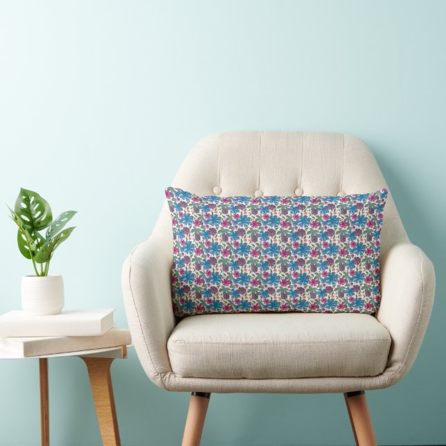 A vibrant watercolor seamless pattern featuring co lumbar pillow (Chair)