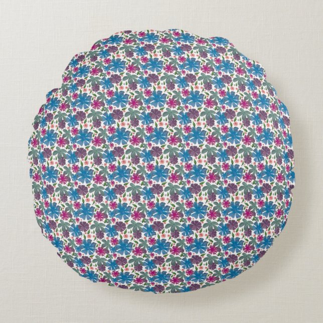 A vibrant watercolor seamless pattern featuring co round pillow (Front)