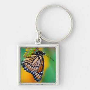 A Viceroy Butterfly on Flowers Keychain