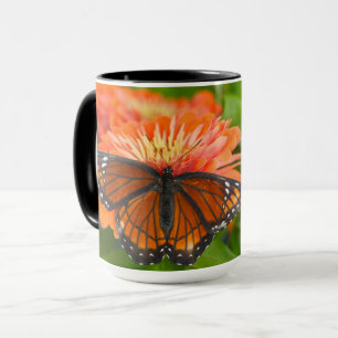 A Viceroy Butterfly on Orange Zinnias Mug