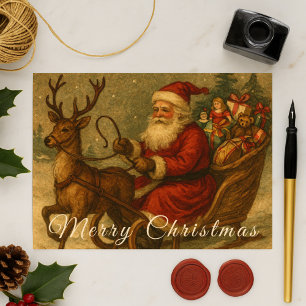 A Victorian Christmas Sleigh Ride with St. Nick Postcard
