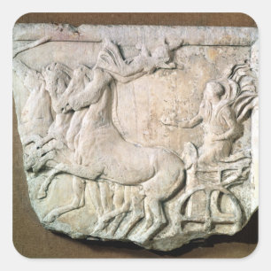 A victory in the four horse chariot race square sticker