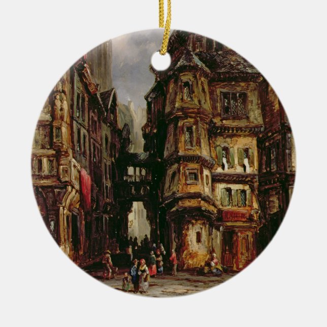 A View in the Jewish Quarter, Frankfurt, 1877 (oil Ceramic Ornament (Front)