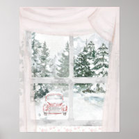 A View of a Snow-Covered Forest Through a Window