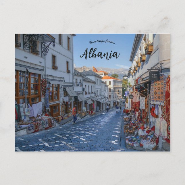 A View of a Street in Gjirokaster Albania Postcard (Front)