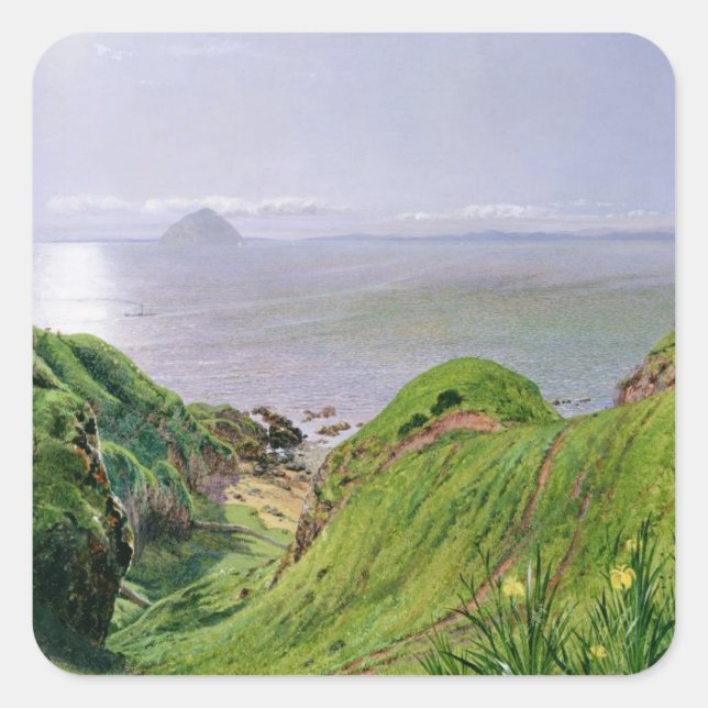A View of Ailsa Craig and the Isle of Arran, 1860 Square Sticker (Front)