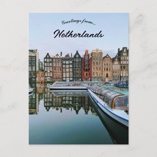 A View of Amsterdam Netherlands Postcard (Front)