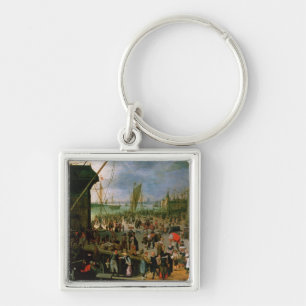 A View of Antwerp harbour Keychain