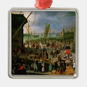 A View of Antwerp harbour Metal Ornament