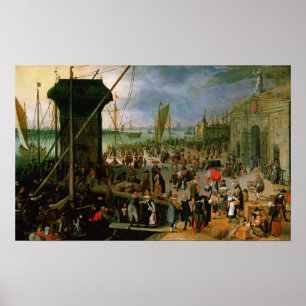 A View of Antwerp harbour Poster